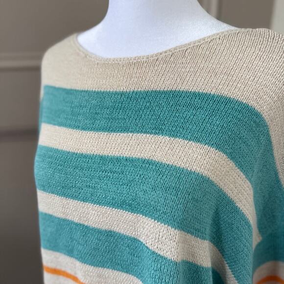 LOFT Womans Spring Color Striped Sweater sz MED Cotton/poly Crewneck - Picture 2 of 6